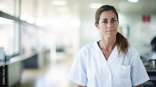 infirmière en blouse blanche dans les locaux d'un hôpital photo