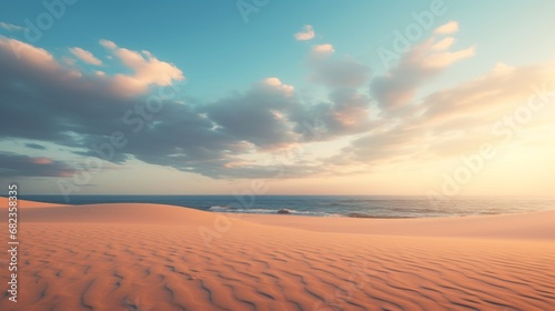 A tranquil empty beach at dawn AI generated illustration