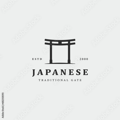 japanese torii gate logo vintage vector illustration concept template icon design photo