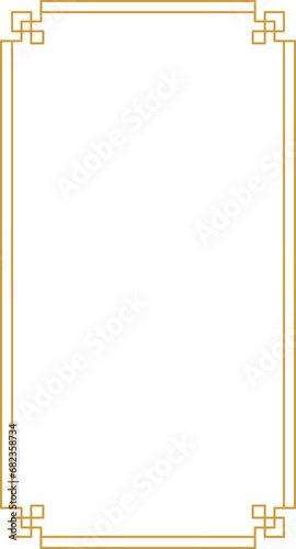 Minimalist decorative Chinese frame. Vintage golden border for Chinese New Year greeting card, posters and banners.