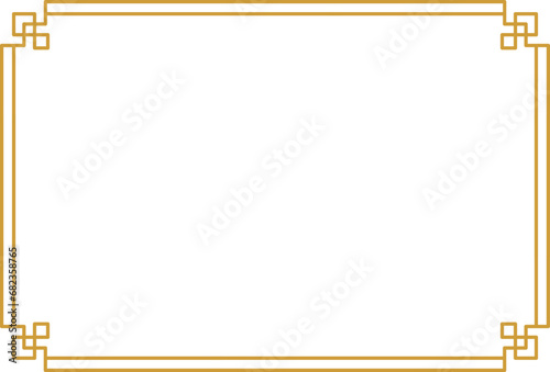 Minimalist decorative Chinese frame. Vintage golden border for Chinese New Year greeting card, posters and banners.
