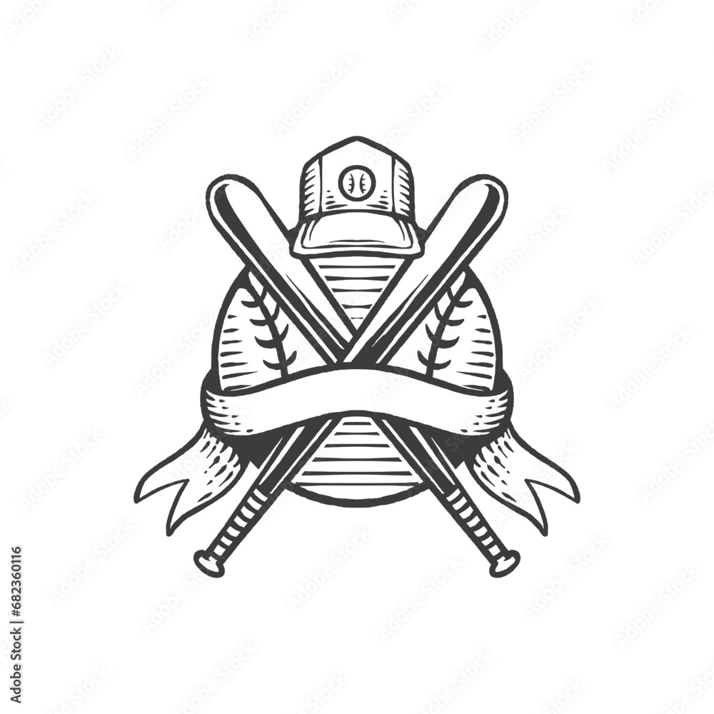 baseball logo template vintage retro emblem