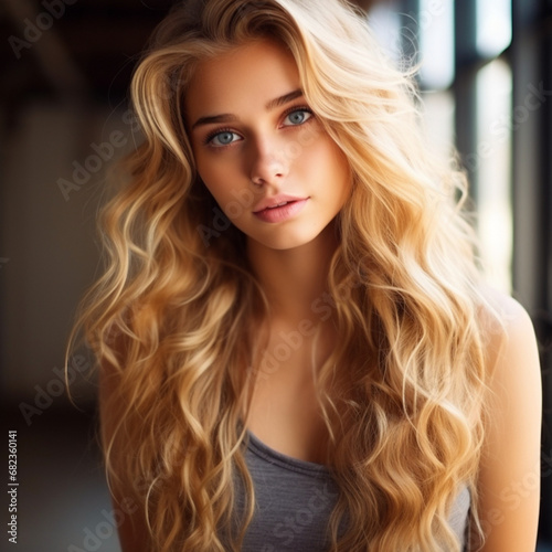 a close up of a woman with long blonde hair, beautiful blonde girl, beautiful model girl, gorgeous young model, cute young woman, perfect face 