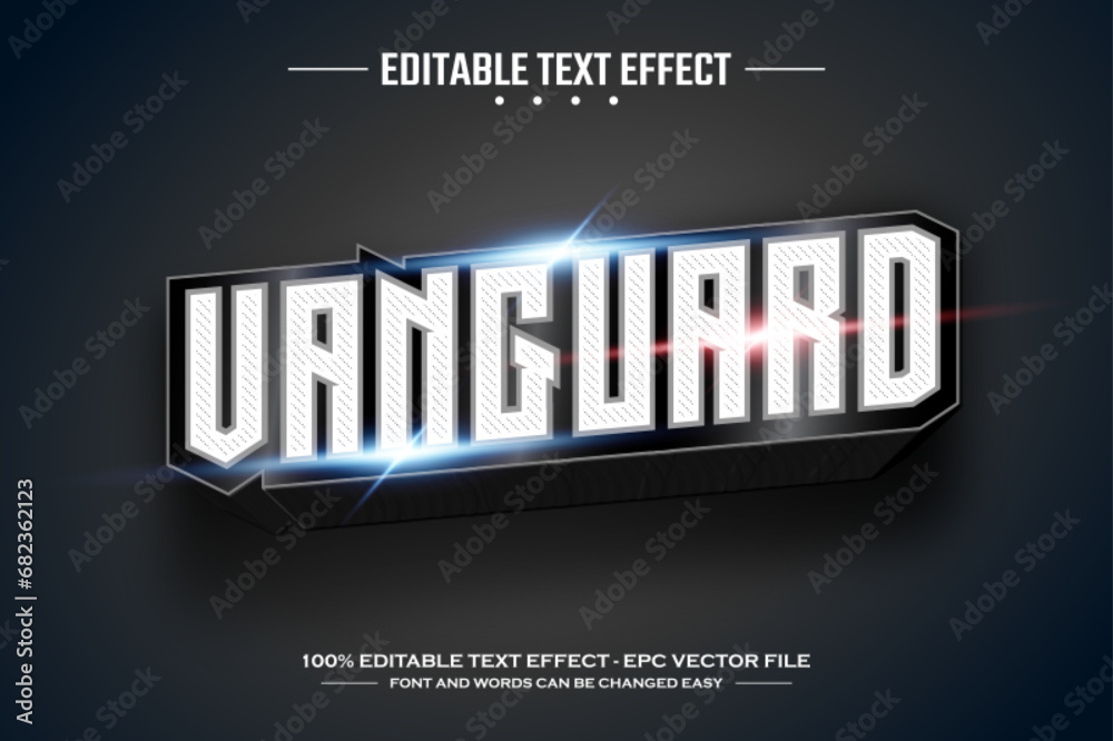 Vanguard 3D editable text effect template - obrazy, fototapety, plakaty 