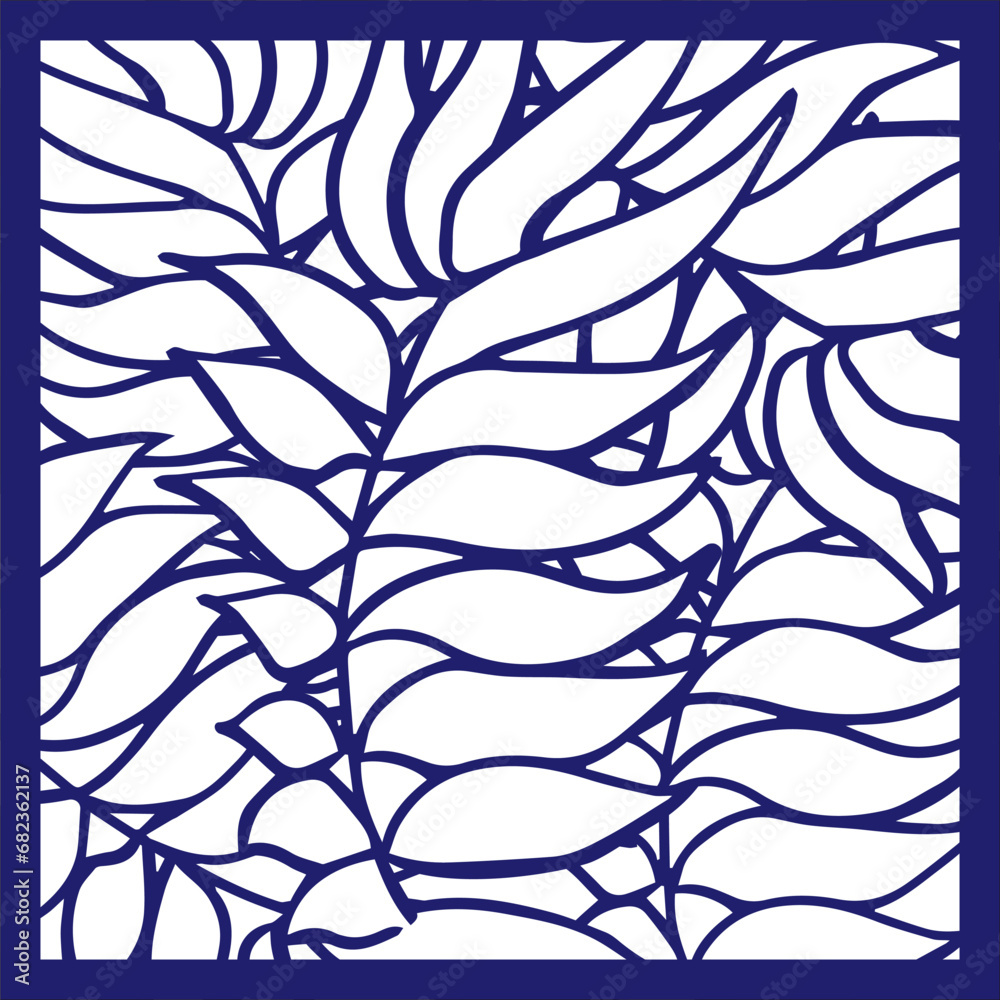 Fototapeta premium Vector Laser cut panel. Pattern template for decorative panel. Wall vinyl art decor. Stock vector.