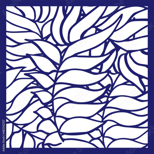Vector Laser cut panel. Pattern template for decorative panel. Wall vinyl art decor. Stock vector.