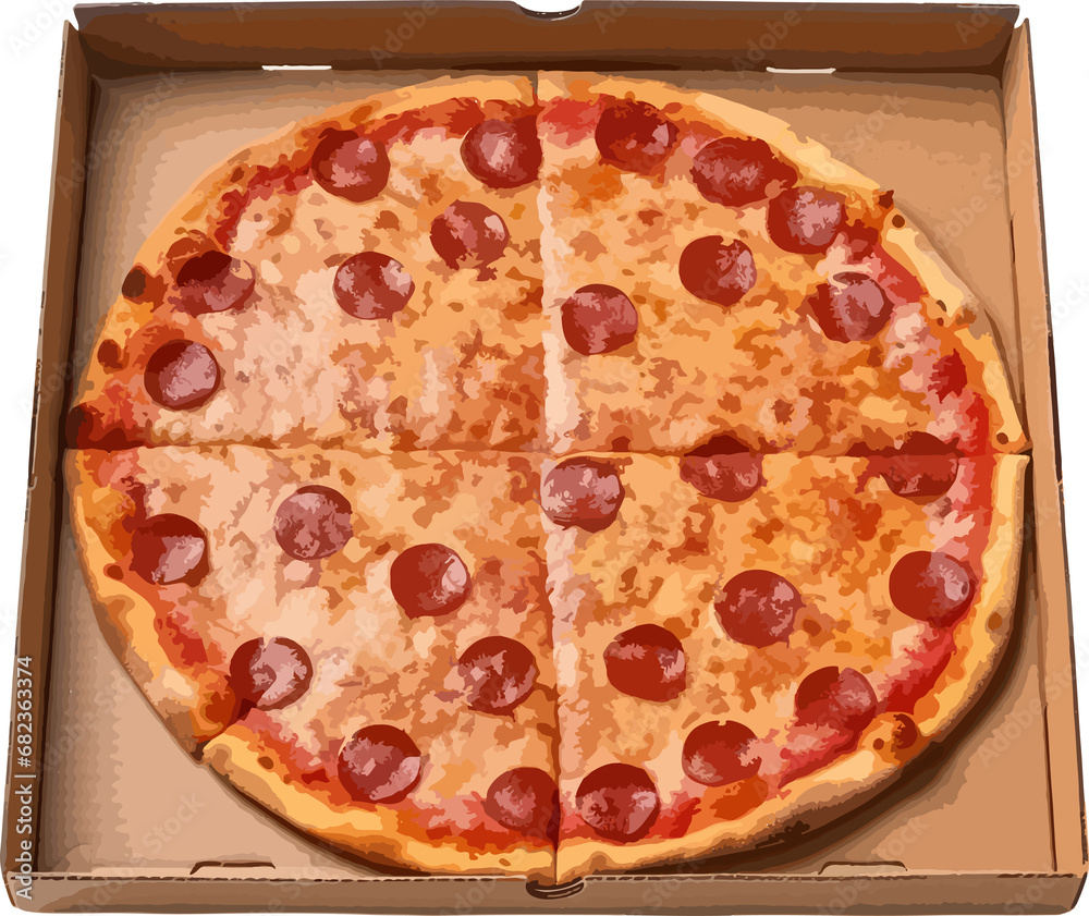 Cardboard box with pizza clip art