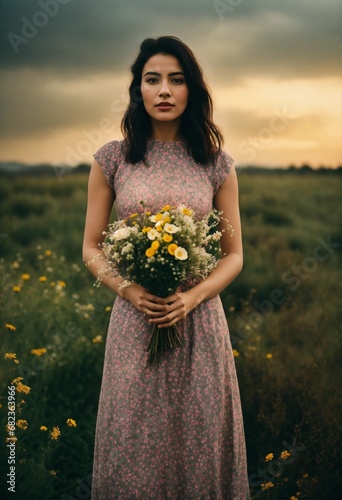 Women portrait wearing full length mesky