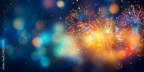 Abstract background of new years fireworks. copy space for text photo