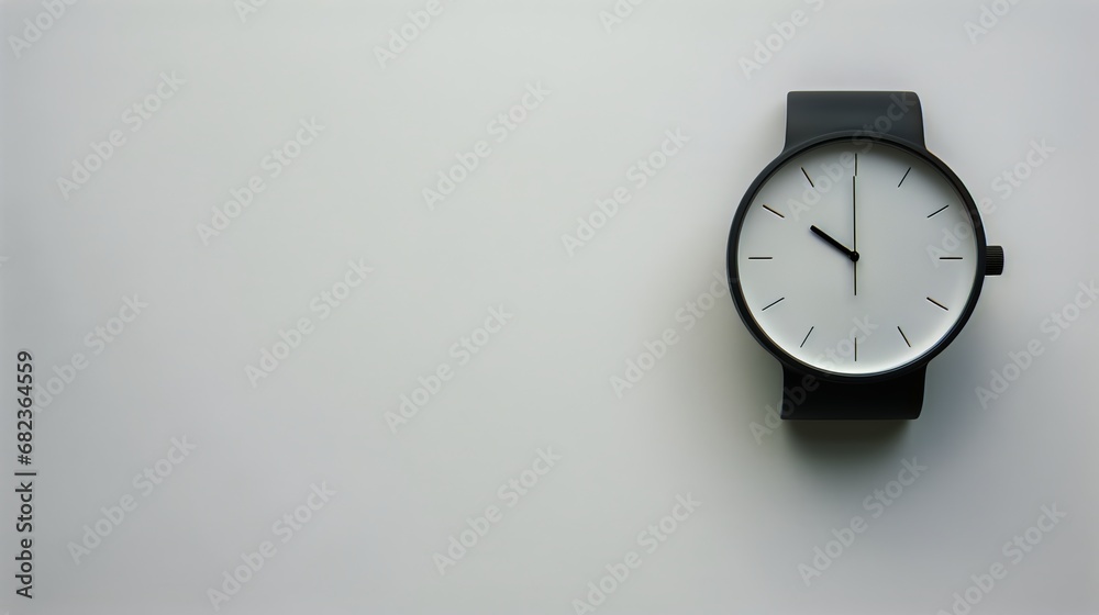 A watch with no digits and a black strap on the white background A watch with no digits and a black strap on the white background
