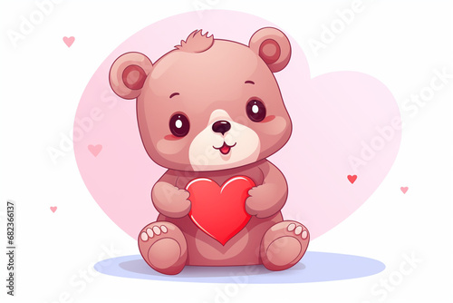 cute bear character love theme