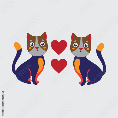 two cat t shirt design