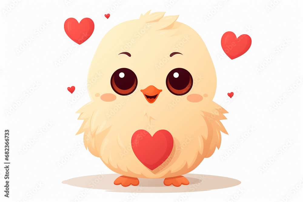 cute chicken character love theme