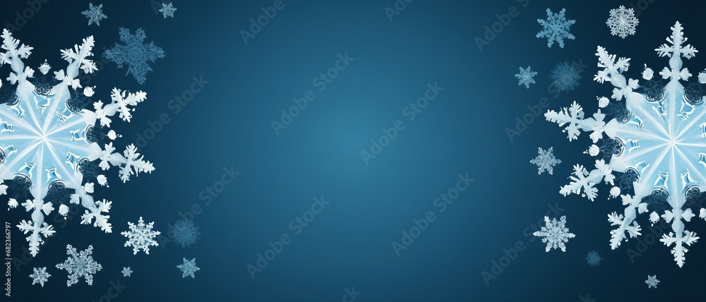 Snowflake border,Christmas background with white snowflakes frame on a blue background with copy space . Snowflake border,Christmas background with white snowflakes frame on a blue background with copy space .