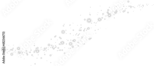 Powder dust light. Magic shining white dust. Fine, shiny dust bokeh particles fall off lightly. Fantastic shimmer effect. Christmas background. PNG.