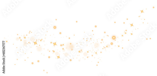 Powder dust light. Magic shining golden dust. Fine  shiny dust bokeh particles fall off lightly. Fantastic shimmer effect. Christmas background. PNG.