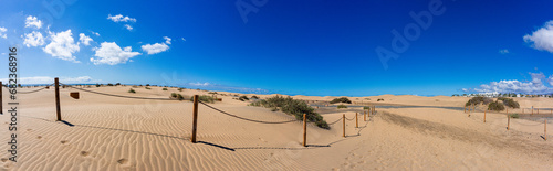 Gran Canaria Maspalomas. Shot from the Dunes with Sand and Sun and the Beach.