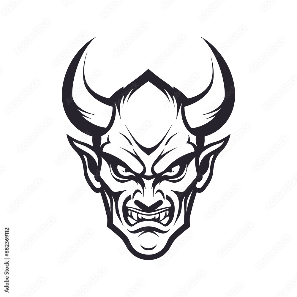 Fototapeta premium Head of the devil illustration, isolated on transparent background.