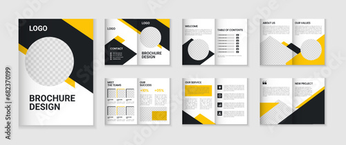 12 page corporate brochure profile design, business brochure layout, a4 size multipage flyer design, company profile and annual report template design photo