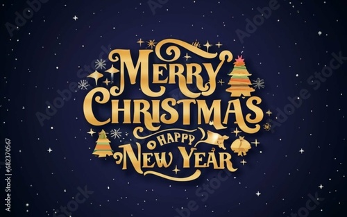 Photo merry christmas and happy new year generated by ai