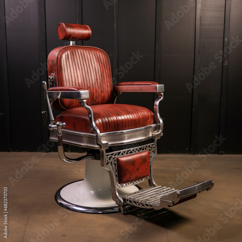Classic heavy-duty barber shop chair. Leather cushion cover.