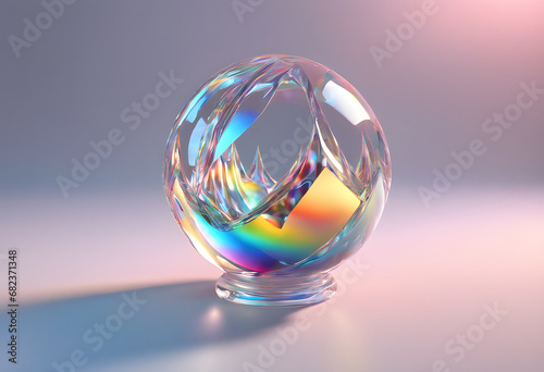 Fantasy Rainbow Chrome Type Crystal Sphere, Generative AI Concept Art © marisamanee