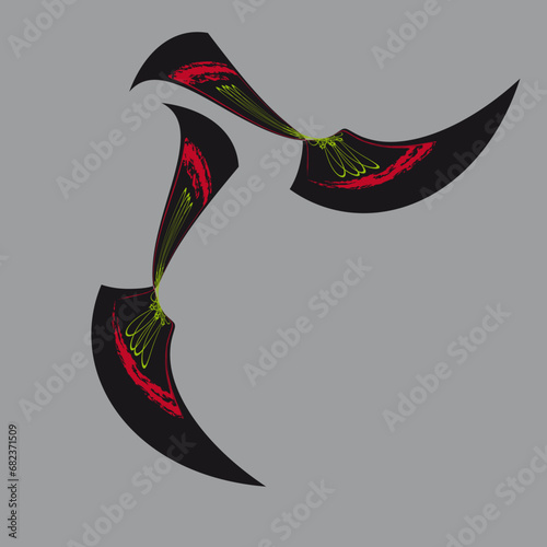 Contemporary vector art. Karambit knife. Abstract composition, minimalist style. Abstract drawing, cover, sticker, print, logo