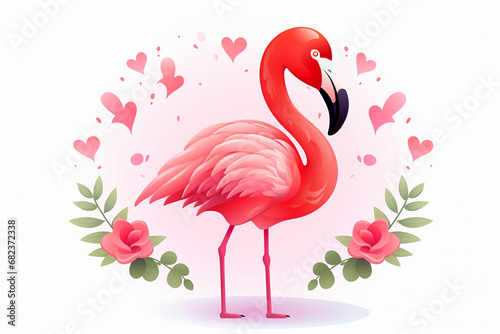 cute flamingo character love theme
