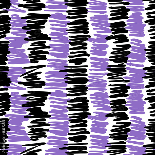 Seamless monochrome stripes pattern  illustration hand draw geometric lines.