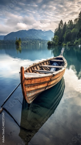 Wooden boat on calm waters