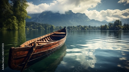 Wooden boat on calm waters © BraveSpirit
