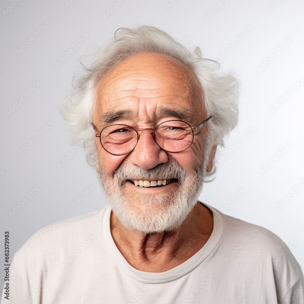 Portrait of a senior man with a white studio background. Warm, friendly, and wise facial expression. Portrait of a senior man with a white studio background. Warm, friendly, and wise facial expression.
