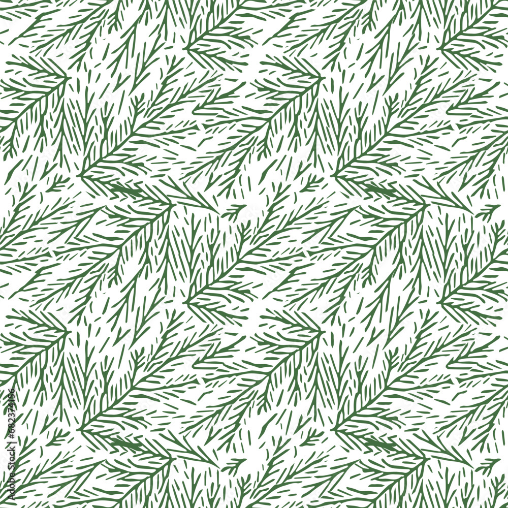 Seamless christmas tree pattern. New year background. Doodle illustration with christmas tree