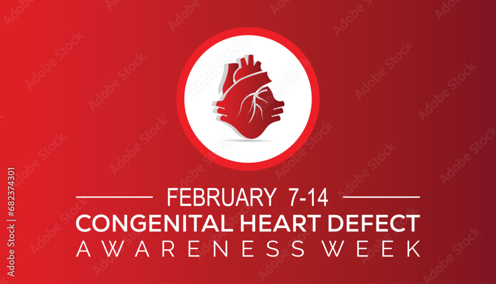 Vector illustration on the theme of Congenital Heart defect awareness week observed each year during February.banner, Holiday, poster, card and background design. Vector illustration on the theme of Congenital Heart defect awareness week observed each year during February.banner, Holiday, poster, card and background design.