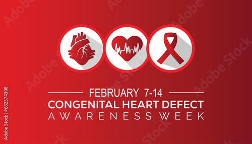 Vector illustration on the theme of Congenital Heart defect awareness week observed each year during February.banner, Holiday, poster, card and background design. photo