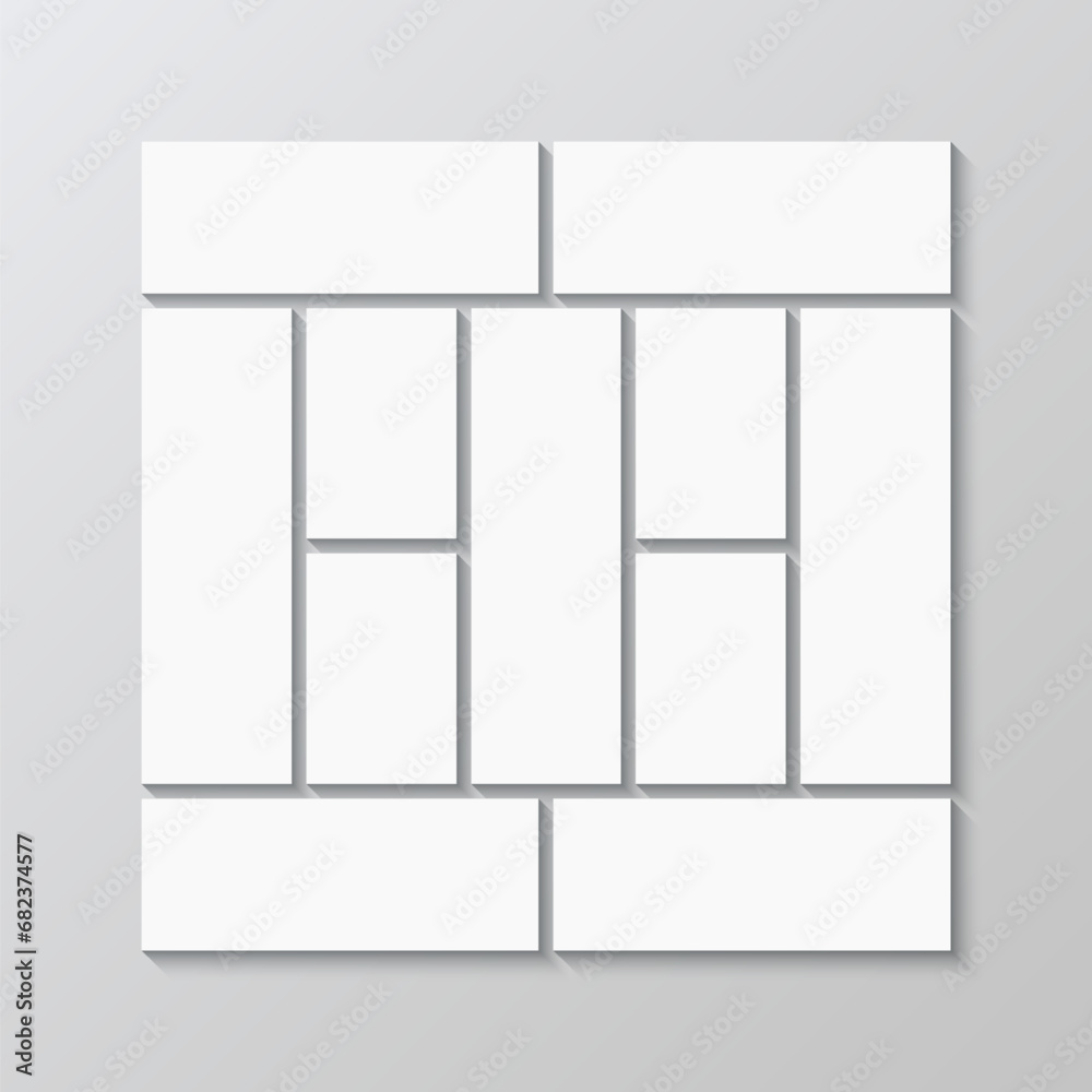 Portfolio gallery layout. Moodboard template. Scrapbook grid. Images mosaic mockup. Photo collage square banner. Mood board picture frame. Album brandboard. Vector illustration Portfolio gallery layout. Moodboard template. Scrapbook grid. Images mosaic mockup. Photo collage square banner. Mood board picture frame. Album brandboard. Vector illustration