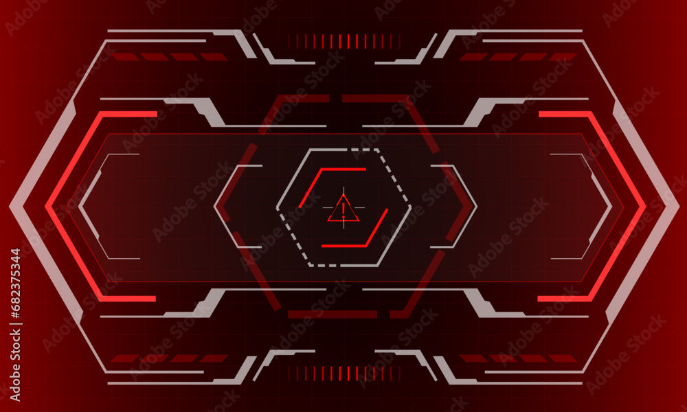 HUD sci-fi hexagon interface screen view hexagon geometric design virtual reality futuristic technology creative display on red vector HUD sci-fi hexagon interface screen view hexagon geometric design virtual reality futuristic technology creative display on red vector
