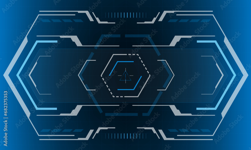 HUD sci-fi hexagon interface screen view hexagon geometric design virtual reality futuristic technology creative display on blue vector