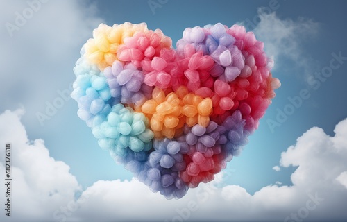Beautiful abstract background of a colourful Valentine's Day heart in the skies.