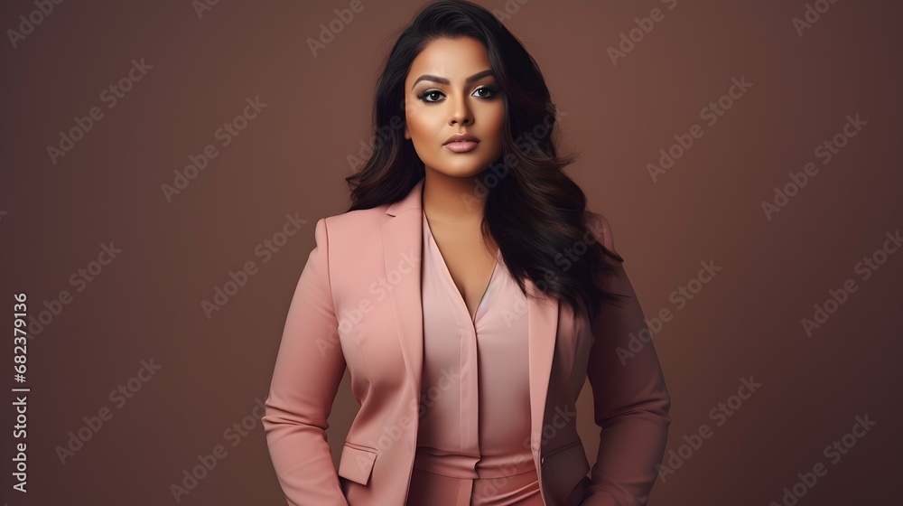 Plus size cute business woman model in a suit, in office Plus size cute business woman model in a suit, in office