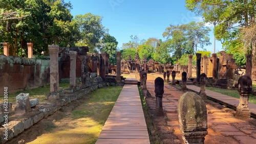 Banteay Srei Temple was built in honor of the god Shiva, a temple of the Khmer civilization, located on the territory of Angkor in Cambodia photo
