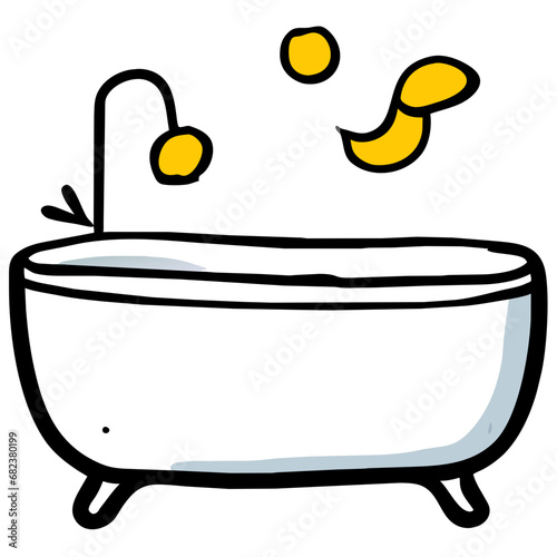 bathtub on a white background, vector illustration in doodle style Generative AI