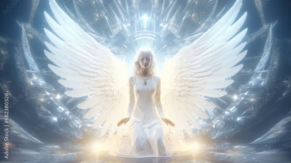 Enlightening Angel Chakra in 3D Illustration Praying for Wisdom Enlightening Angel Chakra in 3D Illustration Praying for Wisdom