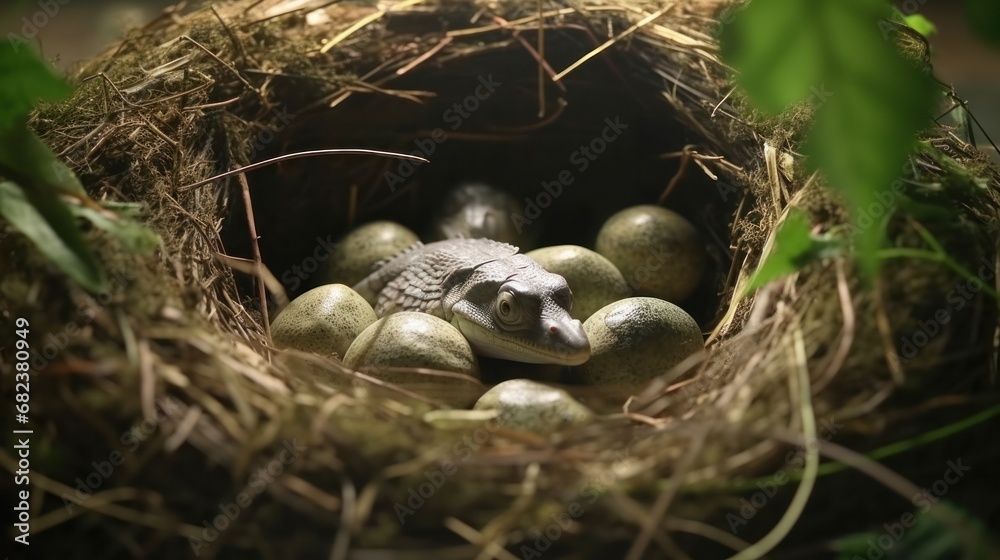 American Alligator Hatchlings Emerging From Unprotected Nest American Alligator Hatchlings Emerging From Unprotected Nest