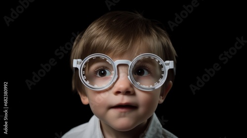Little Boy with Glasses and Eye Patch Preventing Amblyopia and Strabismus
