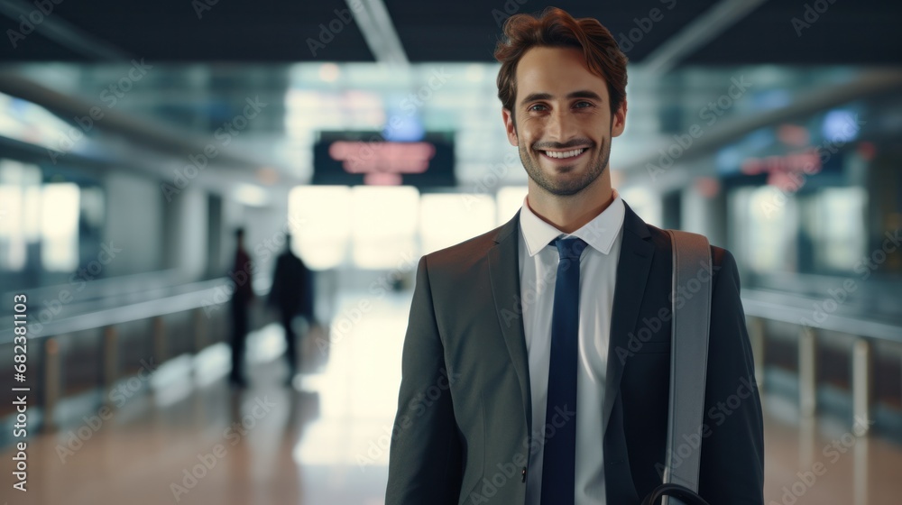 Professional Business Man Welcomes You with Custom Poster and Name Tag at the Airport for Exceptional Reception and Service Professional Business Man Welcomes You with Custom Poster and Name Tag at the Airport for Exceptional Reception and Service