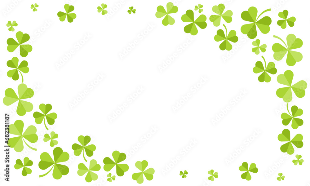 Shamrock leaf clover frame border decoration flat illustration