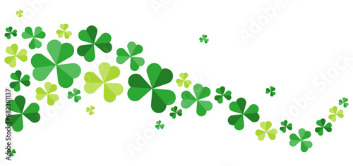 Flat wave green clover border frame illustration