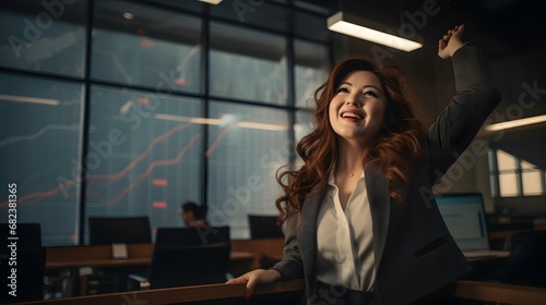 Plus size business woman model in a suit, office, Generative AI photo