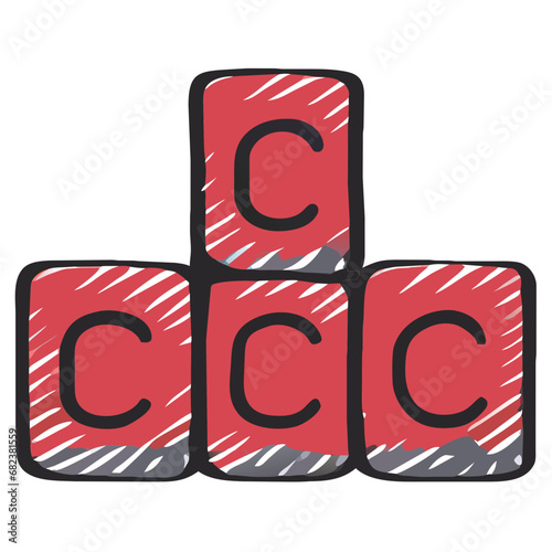 Wooden cubes with the word CCCC. Vector illustration. AI Generated photo